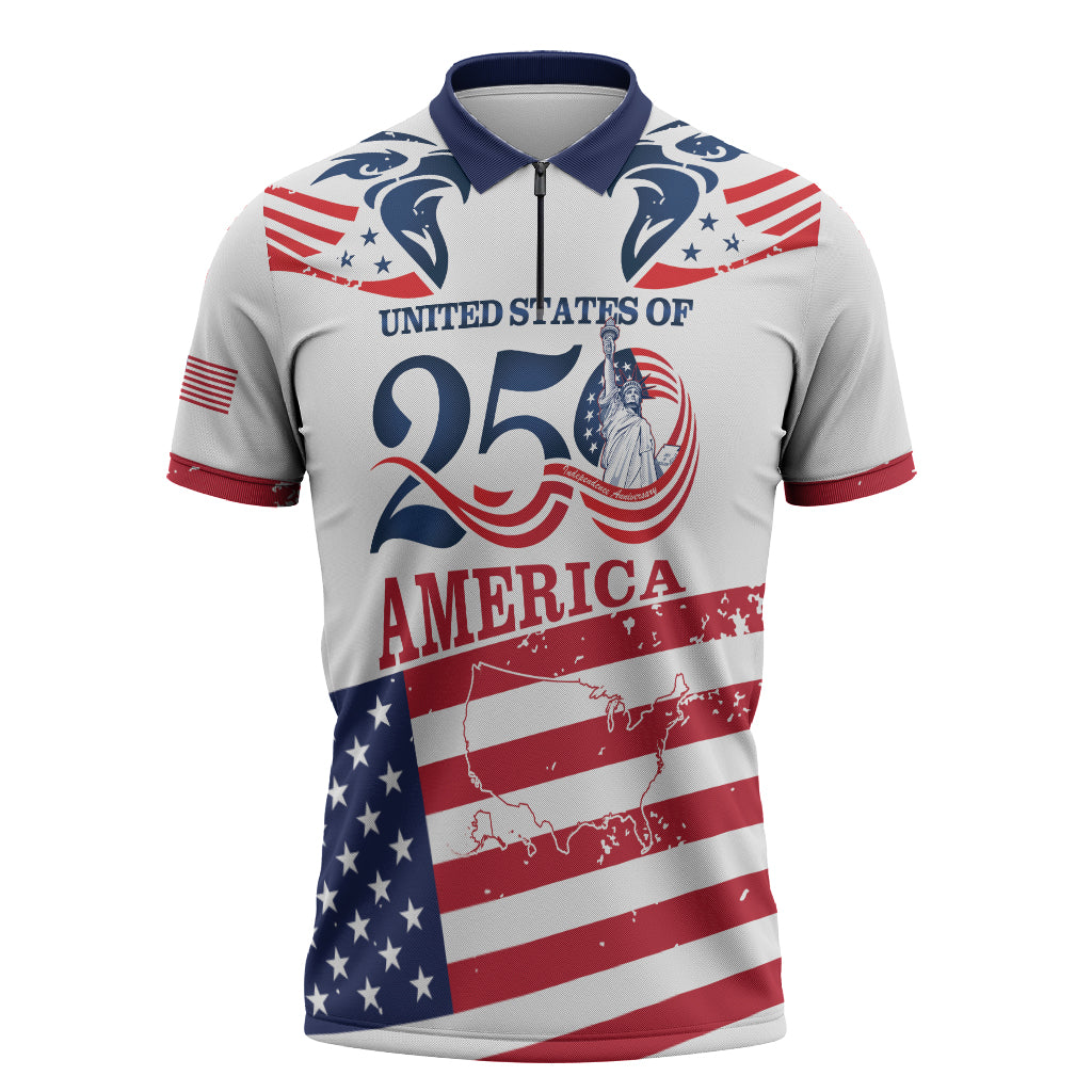 Personalized United States 250th Anniversary Zipper Polo Shirt USA 4th Of July Proud LT14