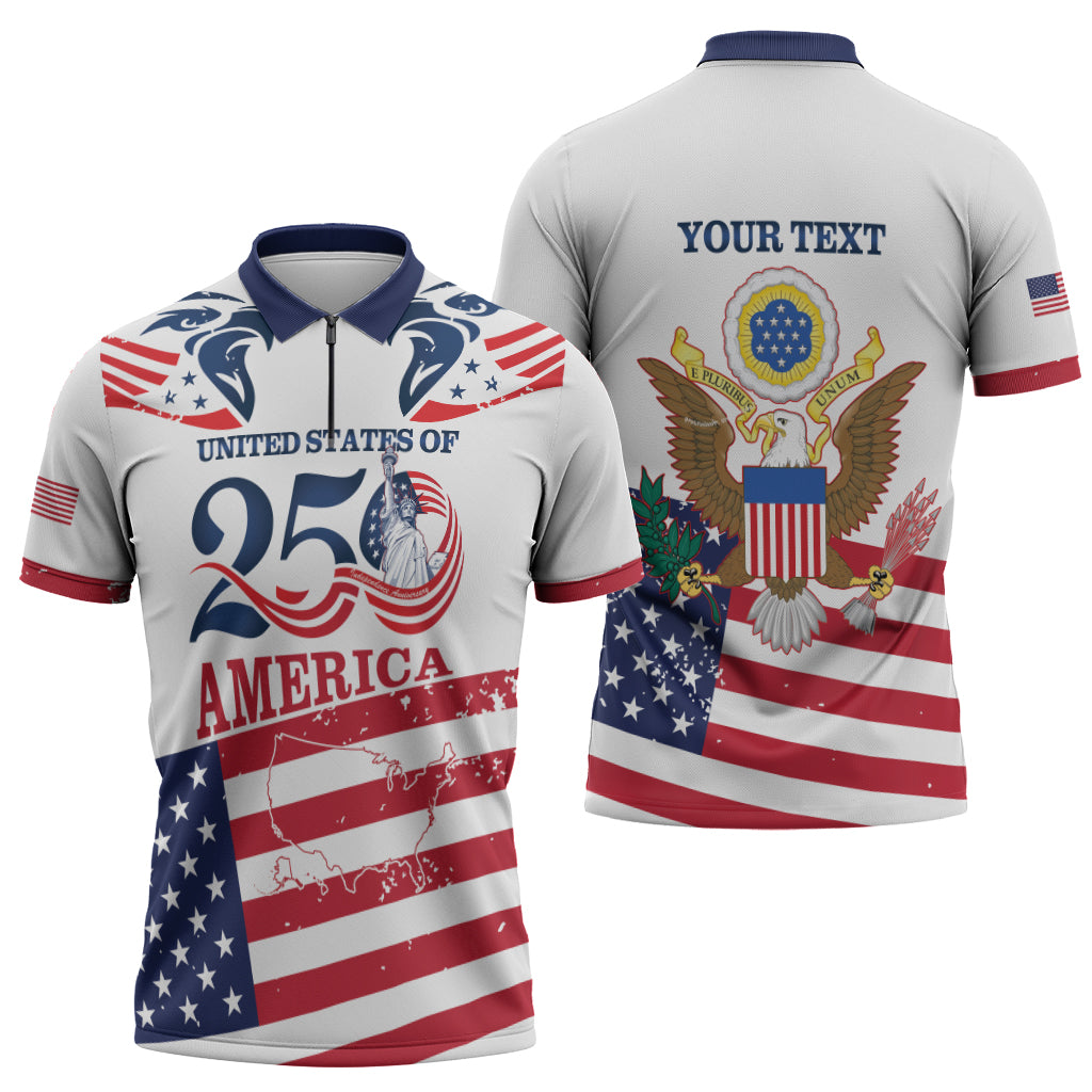 Personalized United States 250th Anniversary Zipper Polo Shirt USA 4th Of July Proud LT14