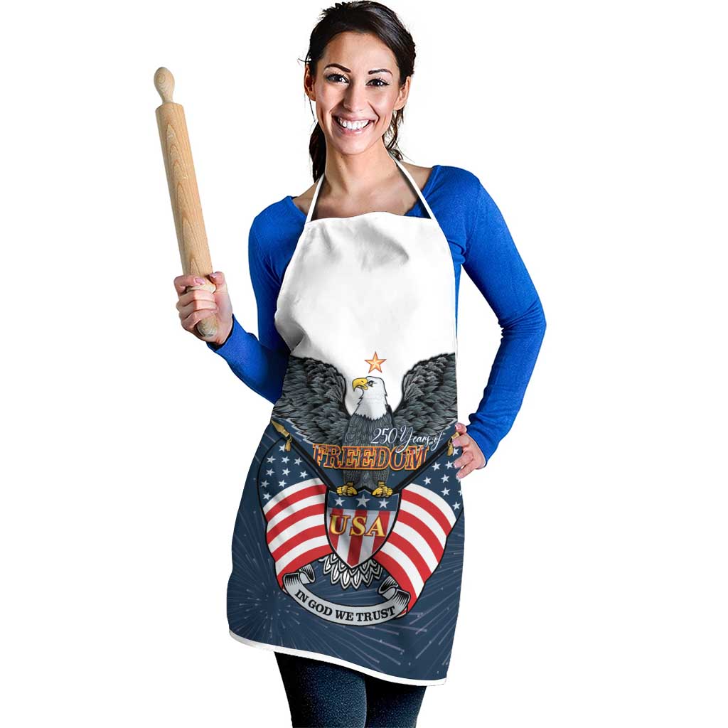 United States 4th Of July Apron 250 Years Of Freedom USA Power Eagle - Wonder Print Shop