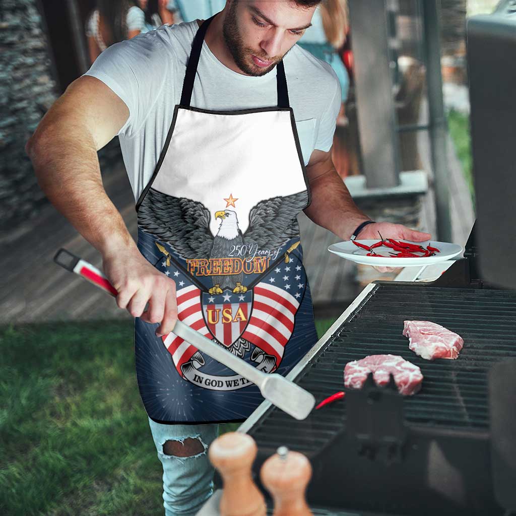 United States 4th Of July Apron 250 Years Of Freedom USA Power Eagle - Wonder Print Shop