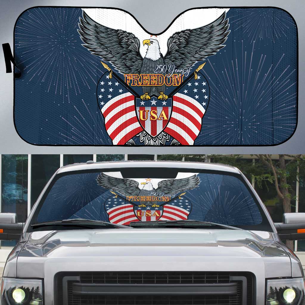 United States 4th Of July Auto Sun Shade 250 Years Of Freedom USA Power Eagle - Wonder Print Shop