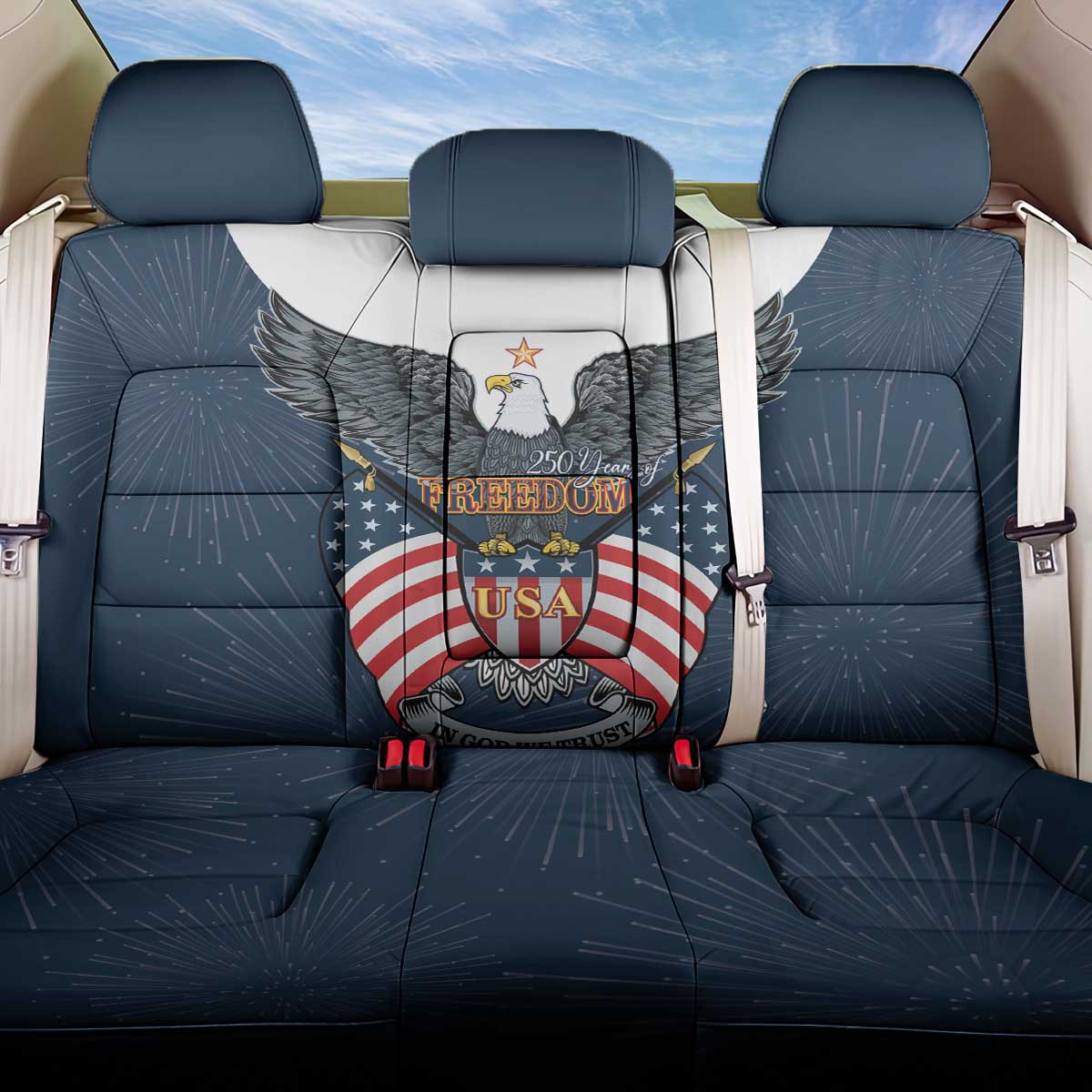 United States 4th Of July Back Car Seat Cover 250 Years Of Freedom USA Power Eagle - Wonder Print Shop