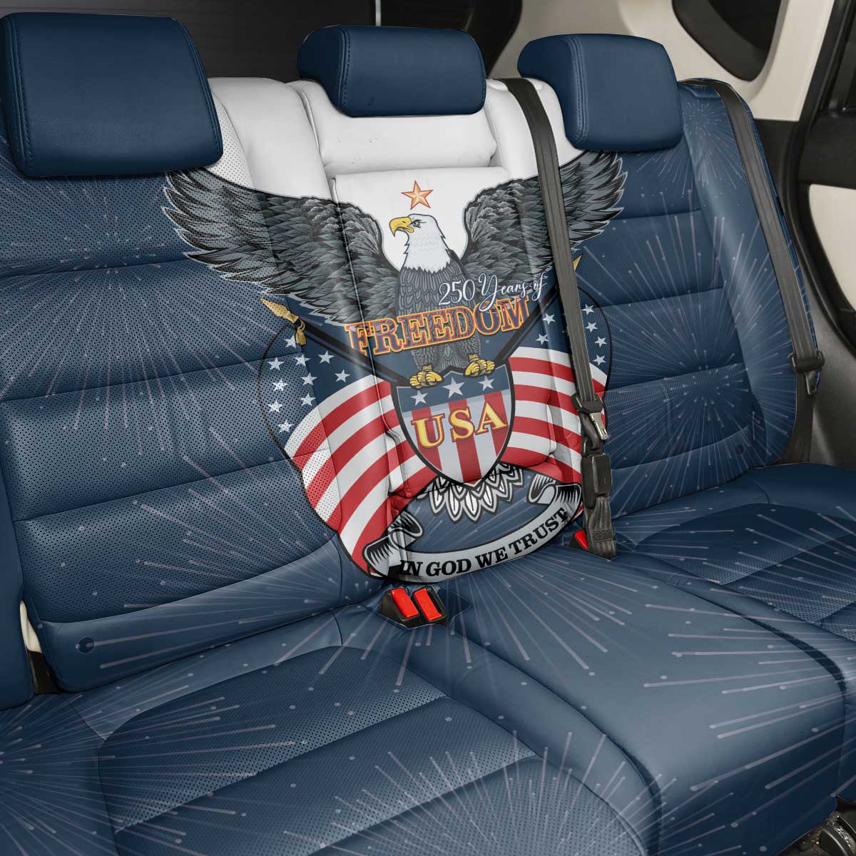 United States 4th Of July Back Car Seat Cover 250 Years Of Freedom USA Power Eagle - Wonder Print Shop