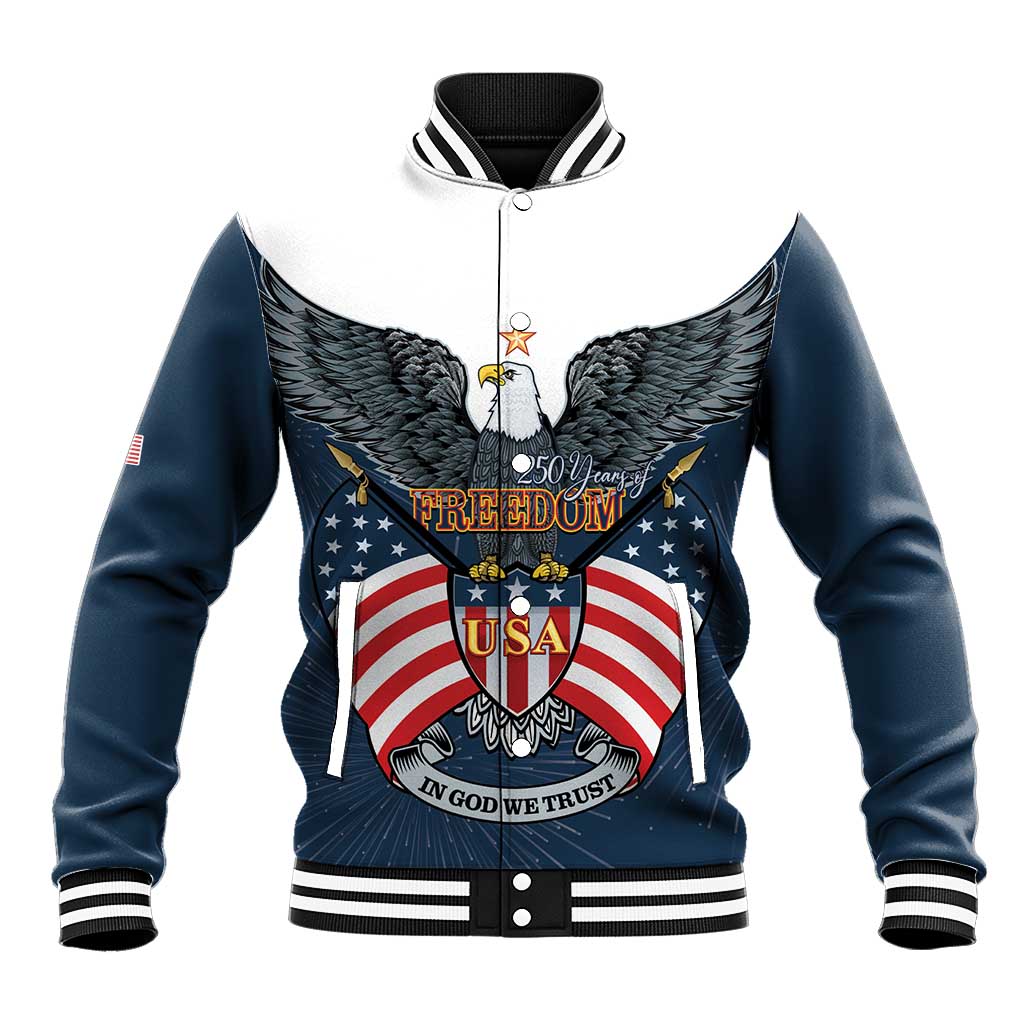 Personalized United States 4th Of July Baseball Jacket 250 Years Of Freedom USA Power Eagle - Wonder Print Shop