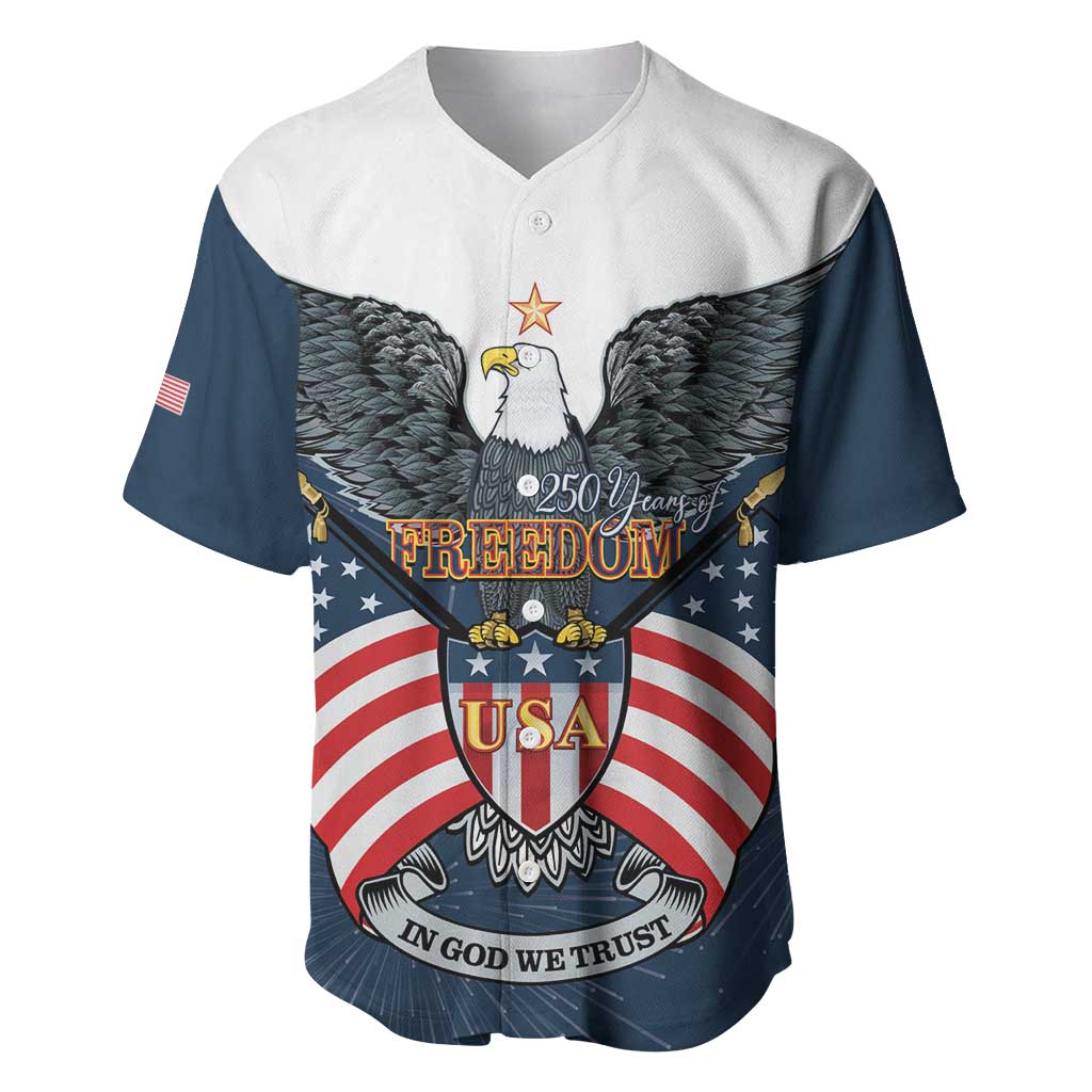 Personalized United States 4th Of July Baseball Jersey 250 Years Of Freedom USA Power Eagle - Wonder Print Shop