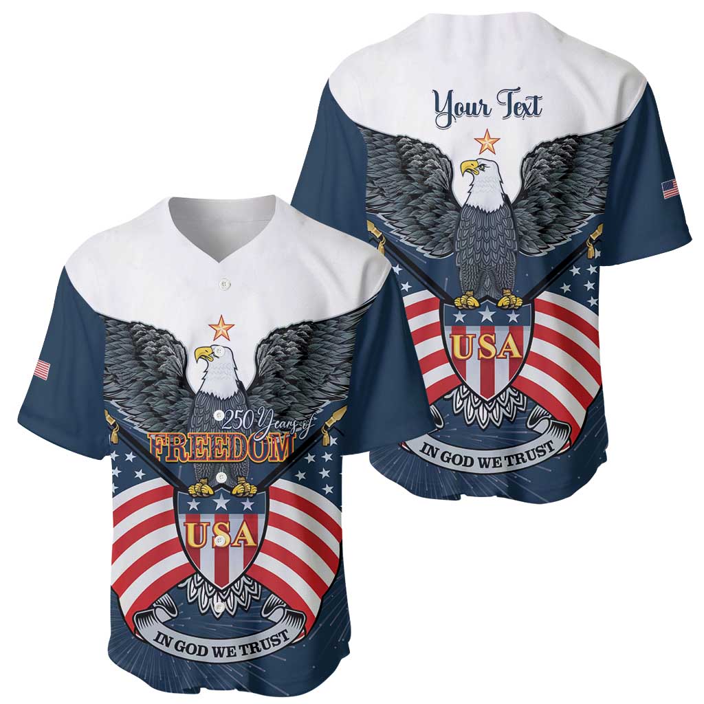 Personalized United States 4th Of July Baseball Jersey 250 Years Of Freedom USA Power Eagle - Wonder Print Shop