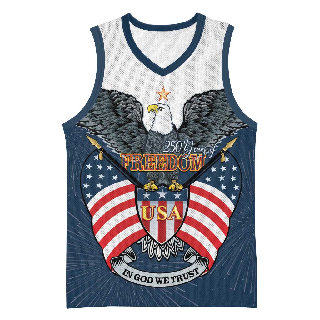 Personalized United States 4th Of July Basketball Jersey 250 Years Of Freedom USA Power Eagle - Wonder Print Shop