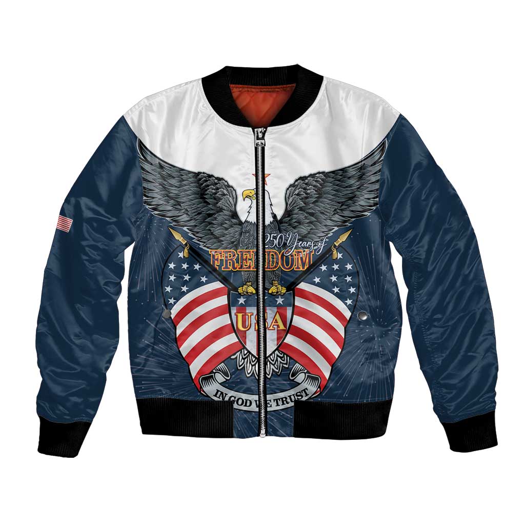 Personalized United States 4th Of July Bomber Jacket 250 Years Of Freedom USA Power Eagle - Wonder Print Shop