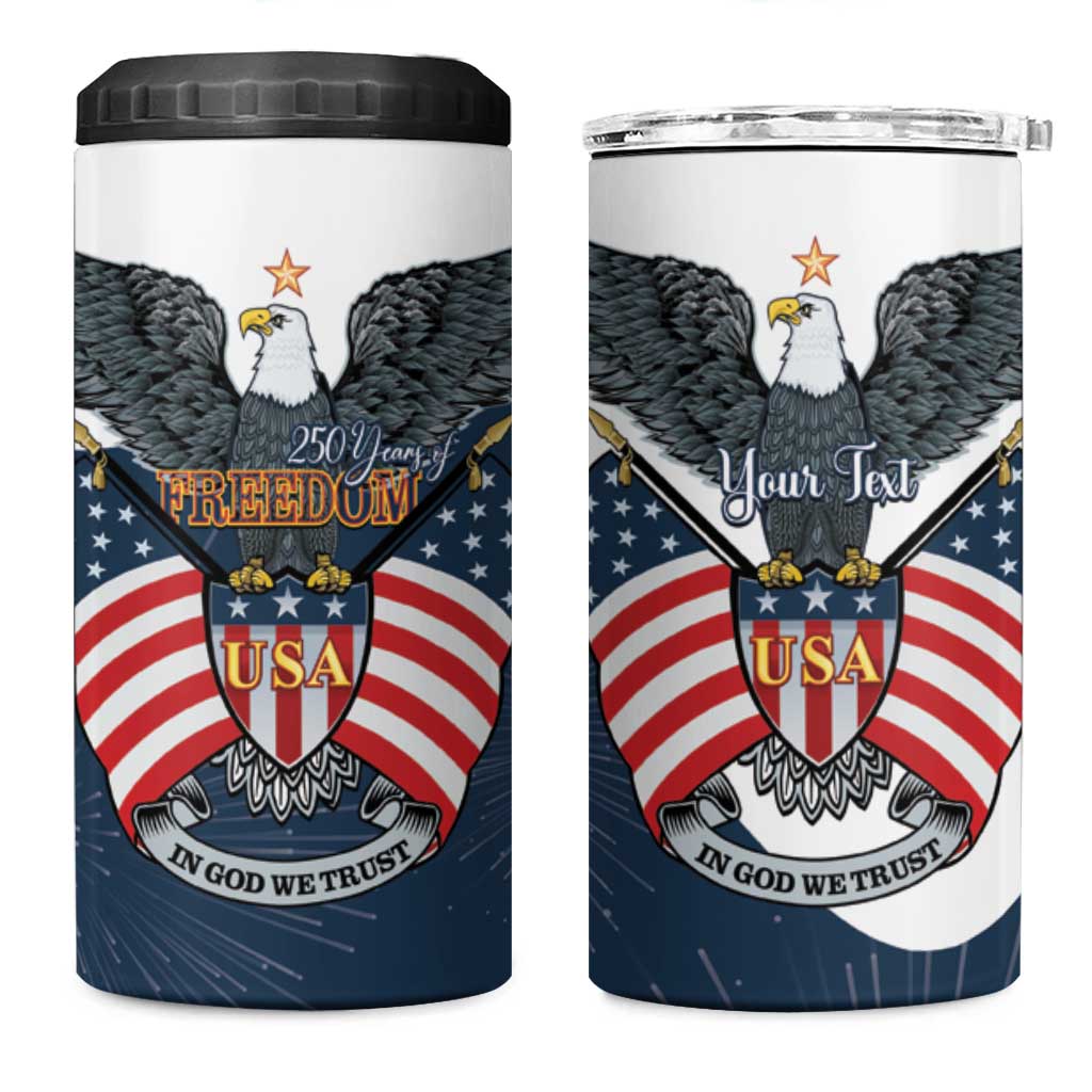 Personalized United States 4th Of July 4 in 1 Can Cooler Tumbler 250 Years Of Freedom USA Power Eagle - Wonder Print Shop