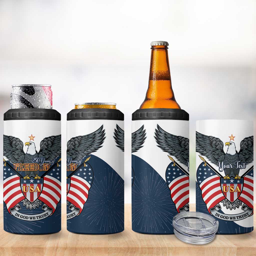 Personalized United States 4th Of July 4 in 1 Can Cooler Tumbler 250 Years Of Freedom USA Power Eagle - Wonder Print Shop