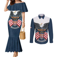 Personalized United States 4th Of July Couples Matching Mermaid Dress and Long Sleeve Button Shirt 250 Years Of Freedom USA Power Eagle - Wonder Print Shop