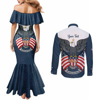 Personalized United States 4th Of July Couples Matching Mermaid Dress and Long Sleeve Button Shirt 250 Years Of Freedom USA Power Eagle - Wonder Print Shop