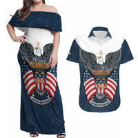 Personalized United States 4th Of July Couples Matching Off Shoulder Maxi Dress and Hawaiian Shirt 250 Years Of Freedom USA Power Eagle - Wonder Print Shop