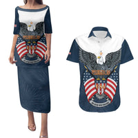 Personalized United States 4th Of July Couples Matching Puletasi and Hawaiian Shirt 250 Years Of Freedom USA Power Eagle - Wonder Print Shop