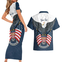 Personalized United States 4th Of July Couples Matching Short Sleeve Bodycon Dress and Hawaiian Shirt 250 Years Of Freedom USA Power Eagle - Wonder Print Shop