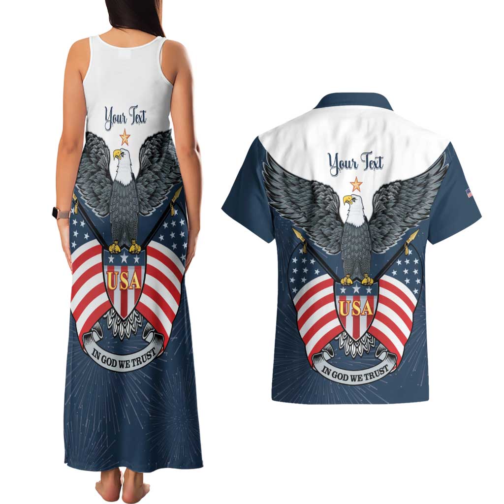 Personalized United States 4th Of July Couples Matching Tank Maxi Dress and Hawaiian Shirt 250 Years Of Freedom USA Power Eagle - Wonder Print Shop