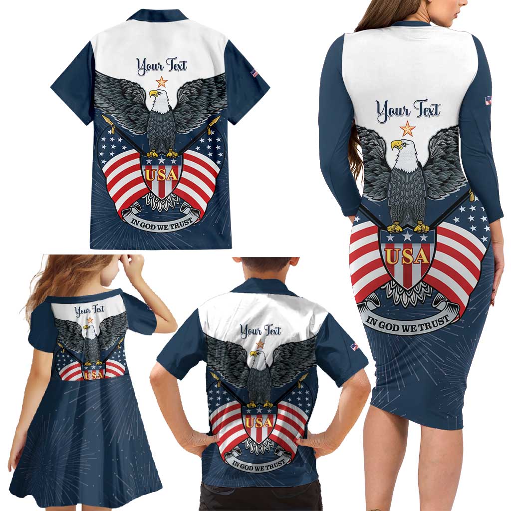 Personalized United States 4th Of July Family Matching Long Sleeve Bodycon Dress and Hawaiian Shirt 250 Years Of Freedom USA Power Eagle - Wonder Print Shop