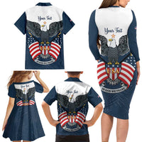 Personalized United States 4th Of July Family Matching Long Sleeve Bodycon Dress and Hawaiian Shirt 250 Years Of Freedom USA Power Eagle - Wonder Print Shop