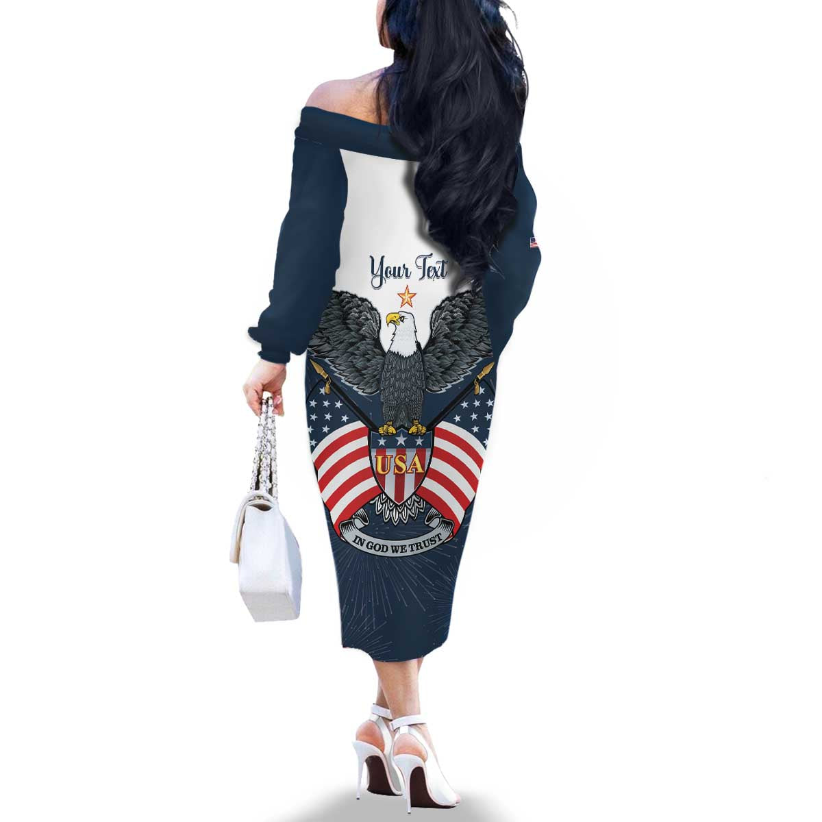 Personalized United States 4th Of July Family Matching Off The Shoulder Long Sleeve Dress and Hawaiian Shirt 250 Years Of Freedom USA Power Eagle - Wonder Print Shop
