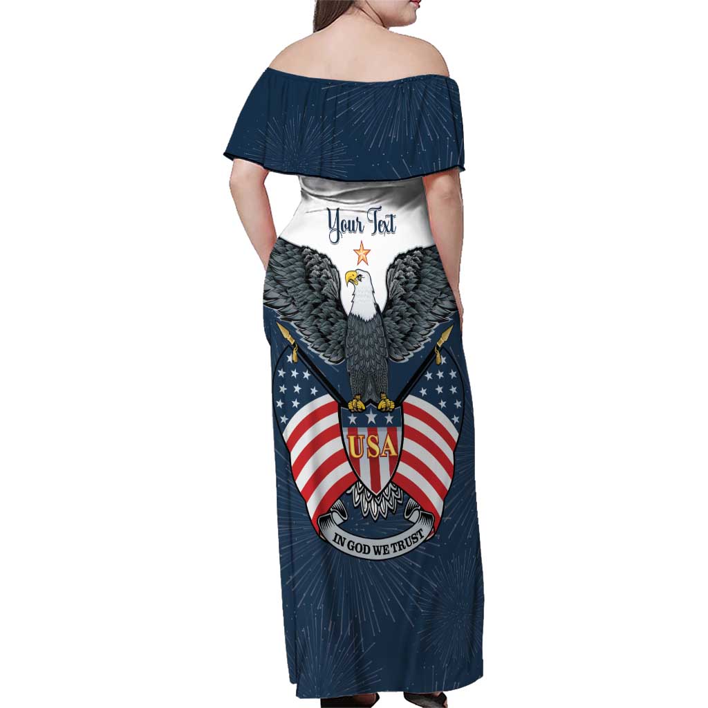 Personalized United States 4th Of July Family Matching Off Shoulder Maxi Dress and Hawaiian Shirt 250 Years Of Freedom USA Power Eagle - Wonder Print Shop