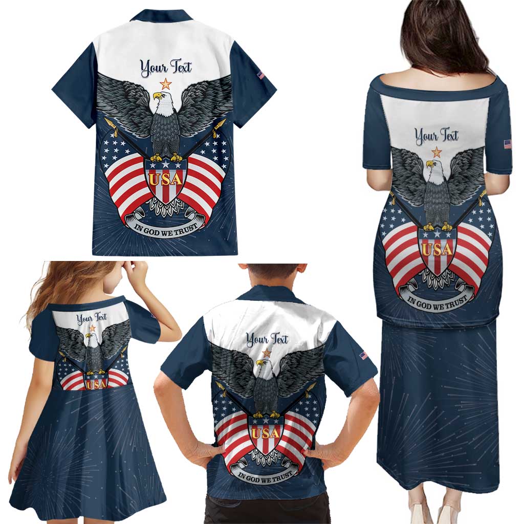 Personalized United States 4th Of July Family Matching Puletasi and Hawaiian Shirt 250 Years Of Freedom USA Power Eagle - Wonder Print Shop