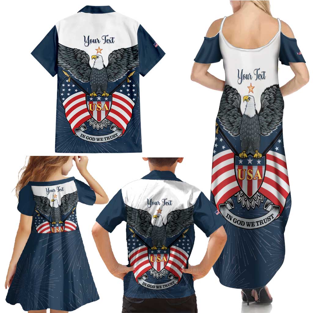 Personalized United States 4th Of July Family Matching Summer Maxi Dress and Hawaiian Shirt 250 Years Of Freedom USA Power Eagle - Wonder Print Shop