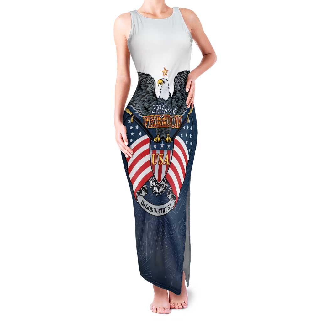 Personalized United States 4th Of July Family Matching Tank Maxi Dress and Hawaiian Shirt 250 Years Of Freedom USA Power Eagle - Wonder Print Shop