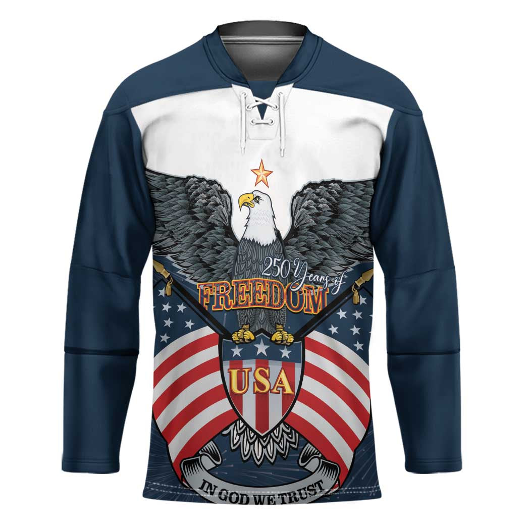 Personalized United States 4th Of July Hockey Jersey 250 Years Of Freedom USA Power Eagle - Wonder Print Shop