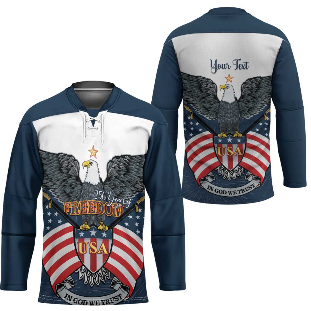 Personalized United States 4th Of July Hockey Jersey 250 Years Of Freedom USA Power Eagle - Wonder Print Shop