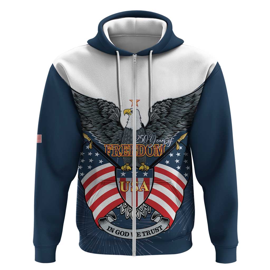 Personalized United States 4th Of July Hoodie 250 Years Of Freedom USA Power Eagle - Wonder Print Shop