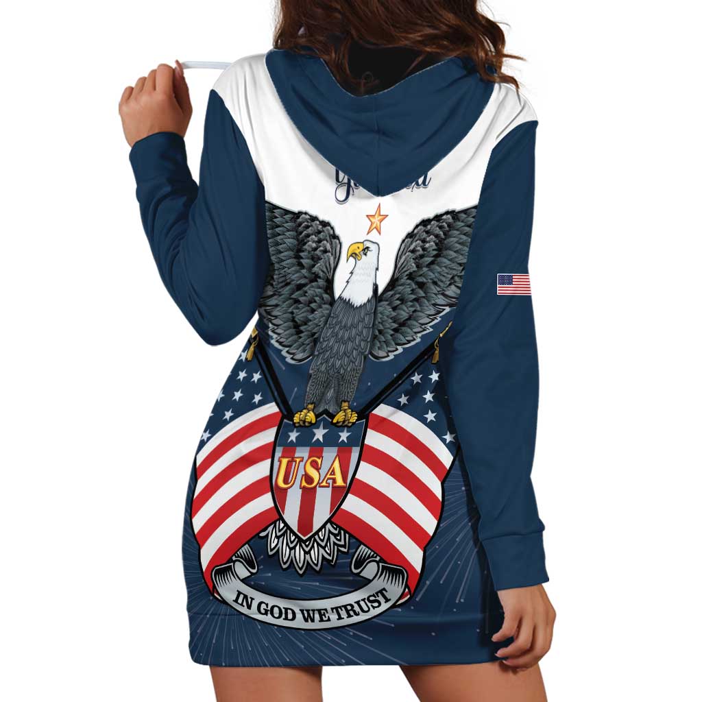 Personalized United States 4th Of July Hoodie Dress 250 Years Of Freedom USA Power Eagle - Wonder Print Shop
