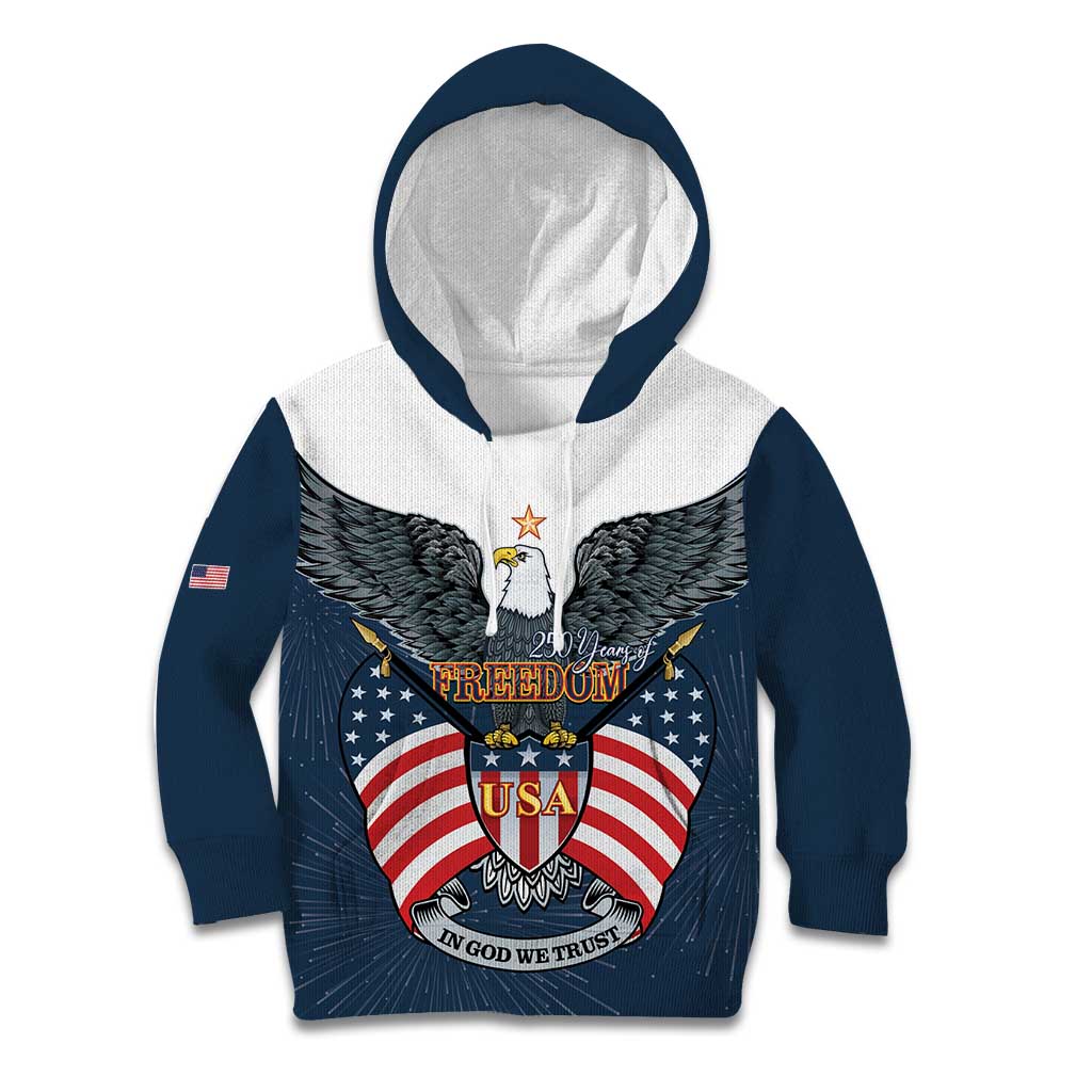 Personalized United States 4th Of July Kid Hoodie 250 Years Of Freedom USA Power Eagle - Wonder Print Shop