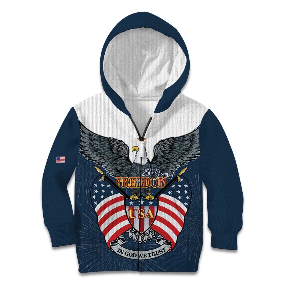 Personalized United States 4th Of July Kid Hoodie 250 Years Of Freedom USA Power Eagle - Wonder Print Shop