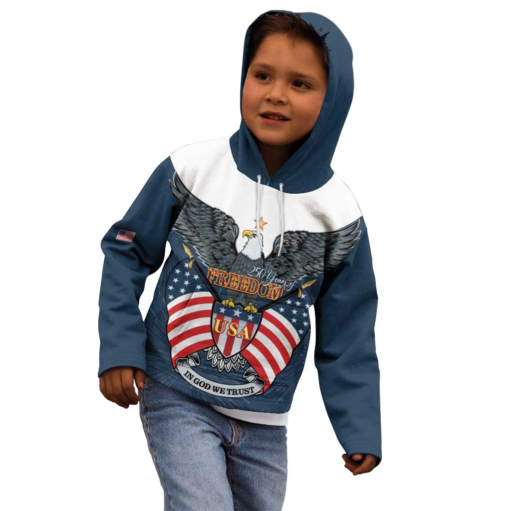 Personalized United States 4th Of July Kid Hoodie 250 Years Of Freedom USA Power Eagle - Wonder Print Shop