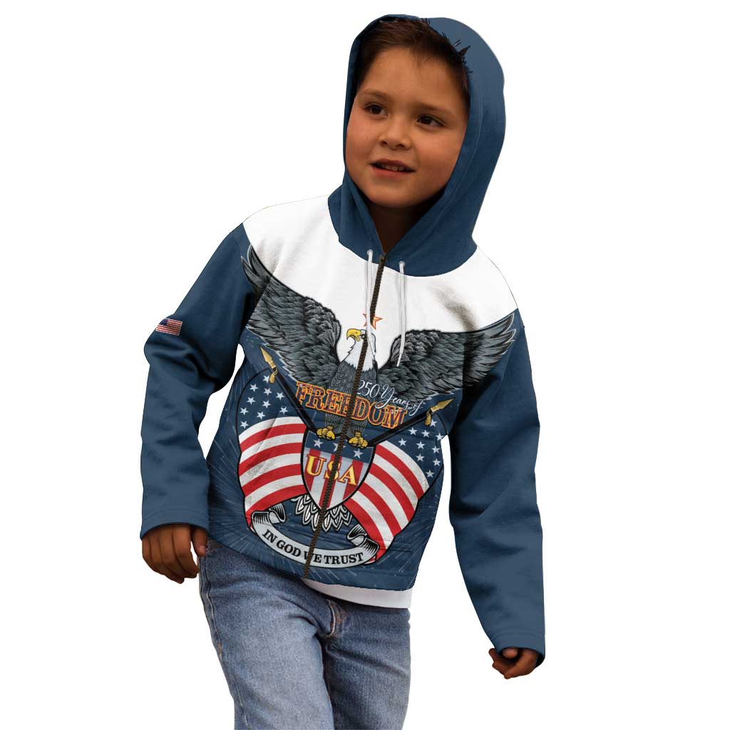 Personalized United States 4th Of July Kid Hoodie 250 Years Of Freedom USA Power Eagle - Wonder Print Shop