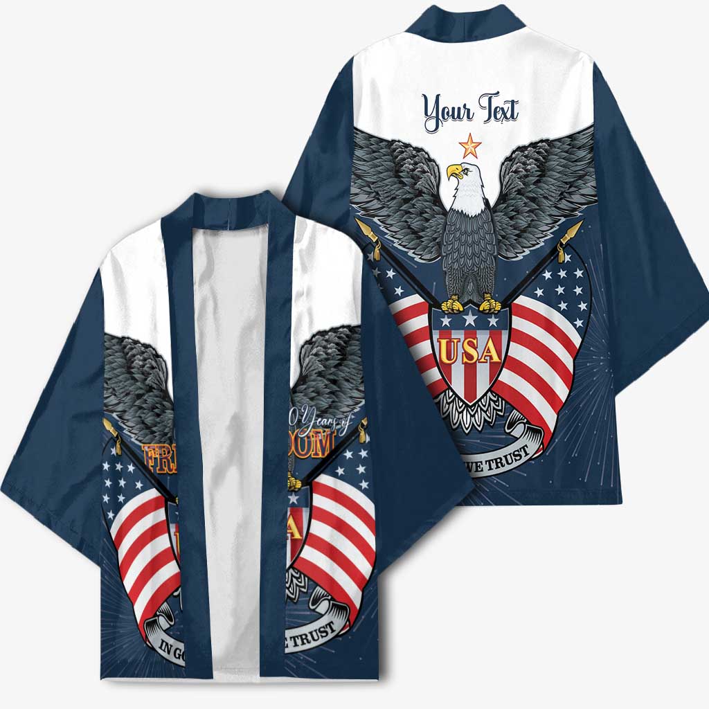 Personalized United States 4th Of July Kimono 250 Years Of Freedom USA Power Eagle - Wonder Print Shop