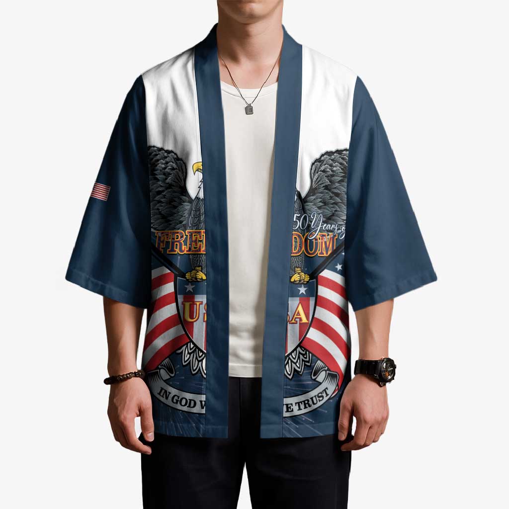 Personalized United States 4th Of July Kimono 250 Years Of Freedom USA Power Eagle - Wonder Print Shop