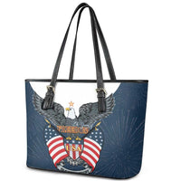 United States 4th Of July Leather Tote Bag 250 Years Of Freedom USA Power Eagle - Wonder Print Shop