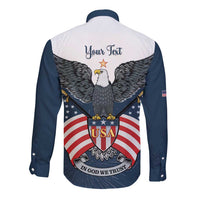 Personalized United States 4th Of July Long Sleeve Button Shirt 250 Years Of Freedom USA Power Eagle - Wonder Print Shop