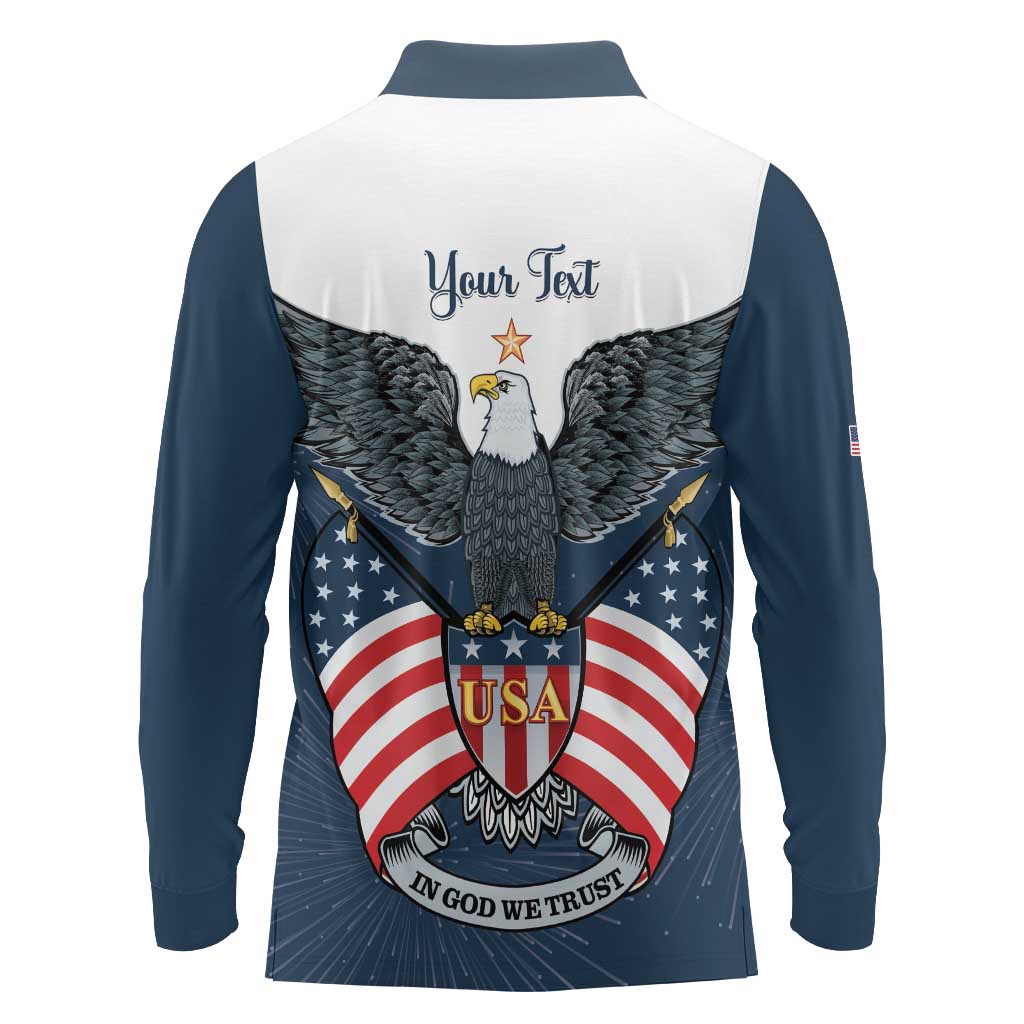 Personalized United States 4th Of July Long Sleeve Polo Shirt 250 Years Of Freedom USA Power Eagle - Wonder Print Shop