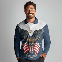 Personalized United States 4th Of July Long Sleeve Polo Shirt 250 Years Of Freedom USA Power Eagle - Wonder Print Shop
