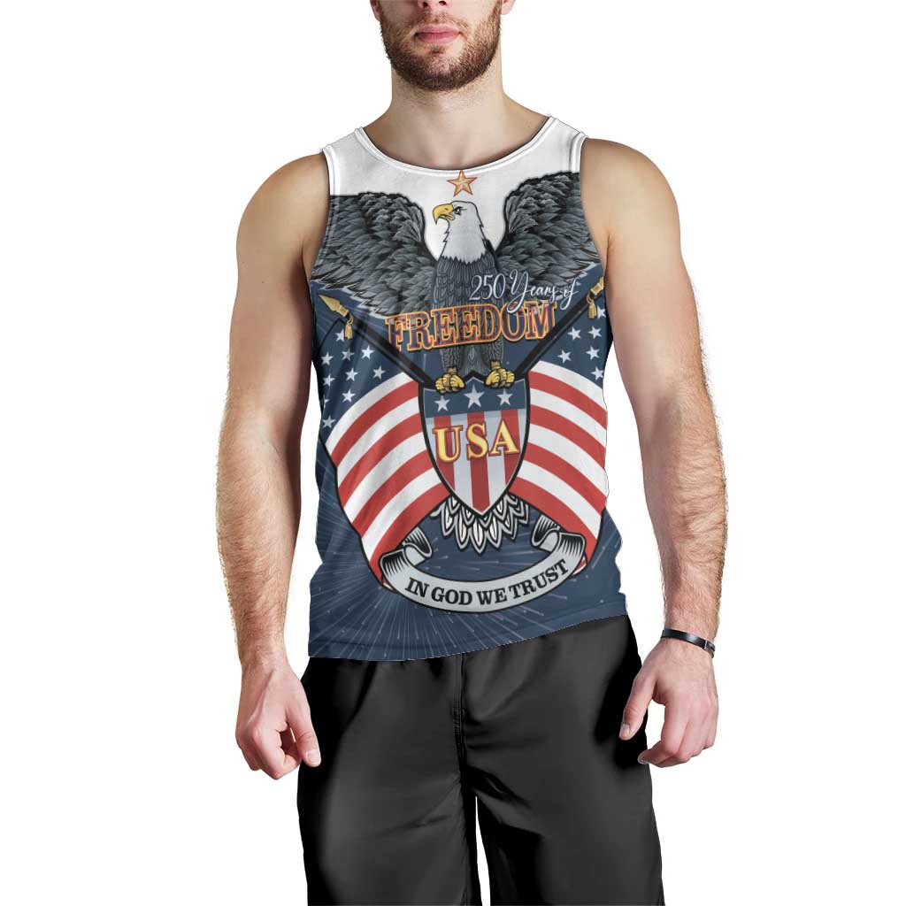 Personalized United States 4th Of July Men Tank Top 250 Years Of Freedom USA Power Eagle - Wonder Print Shop