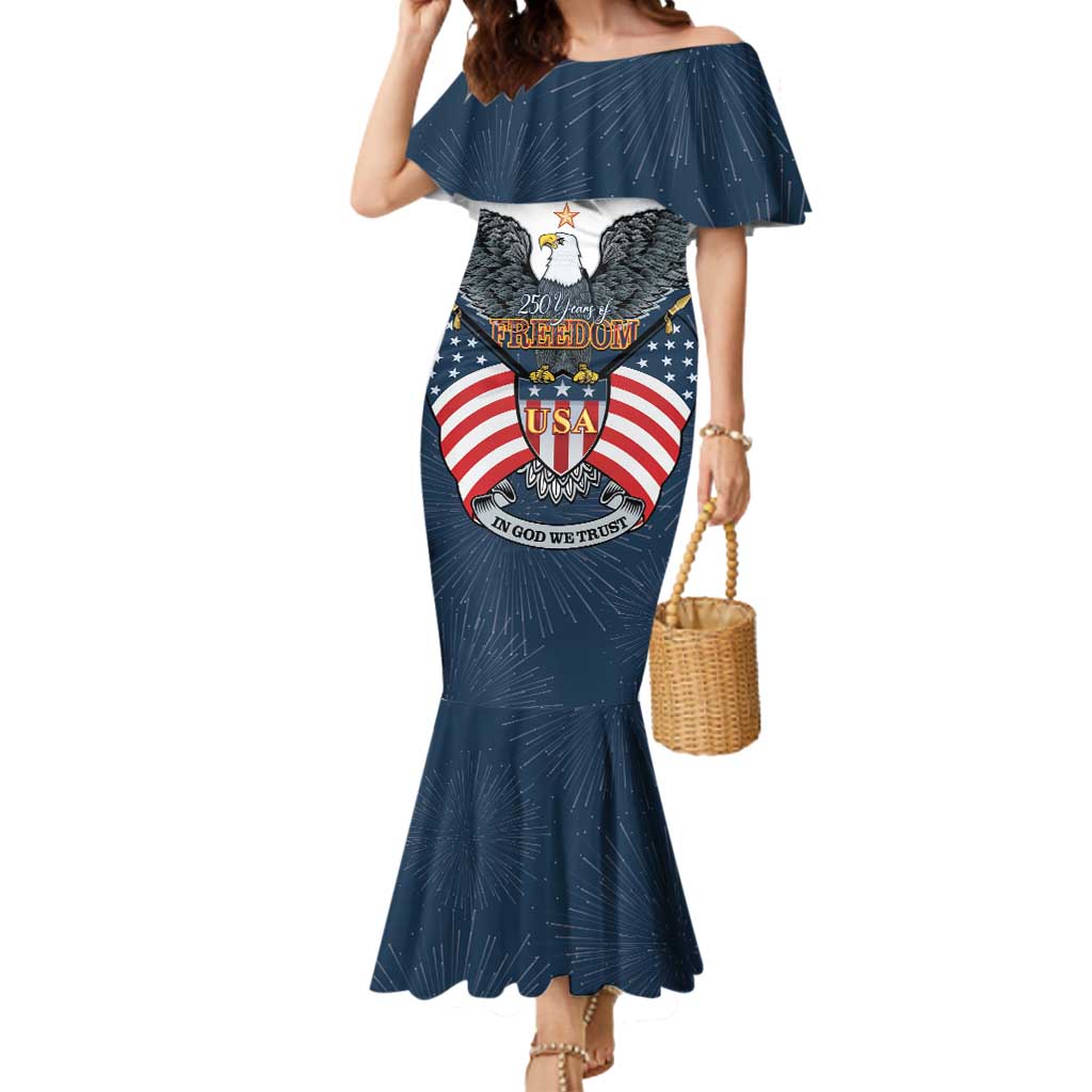 Personalized United States 4th Of July Mermaid Dress 250 Years Of Freedom USA Power Eagle - Wonder Print Shop