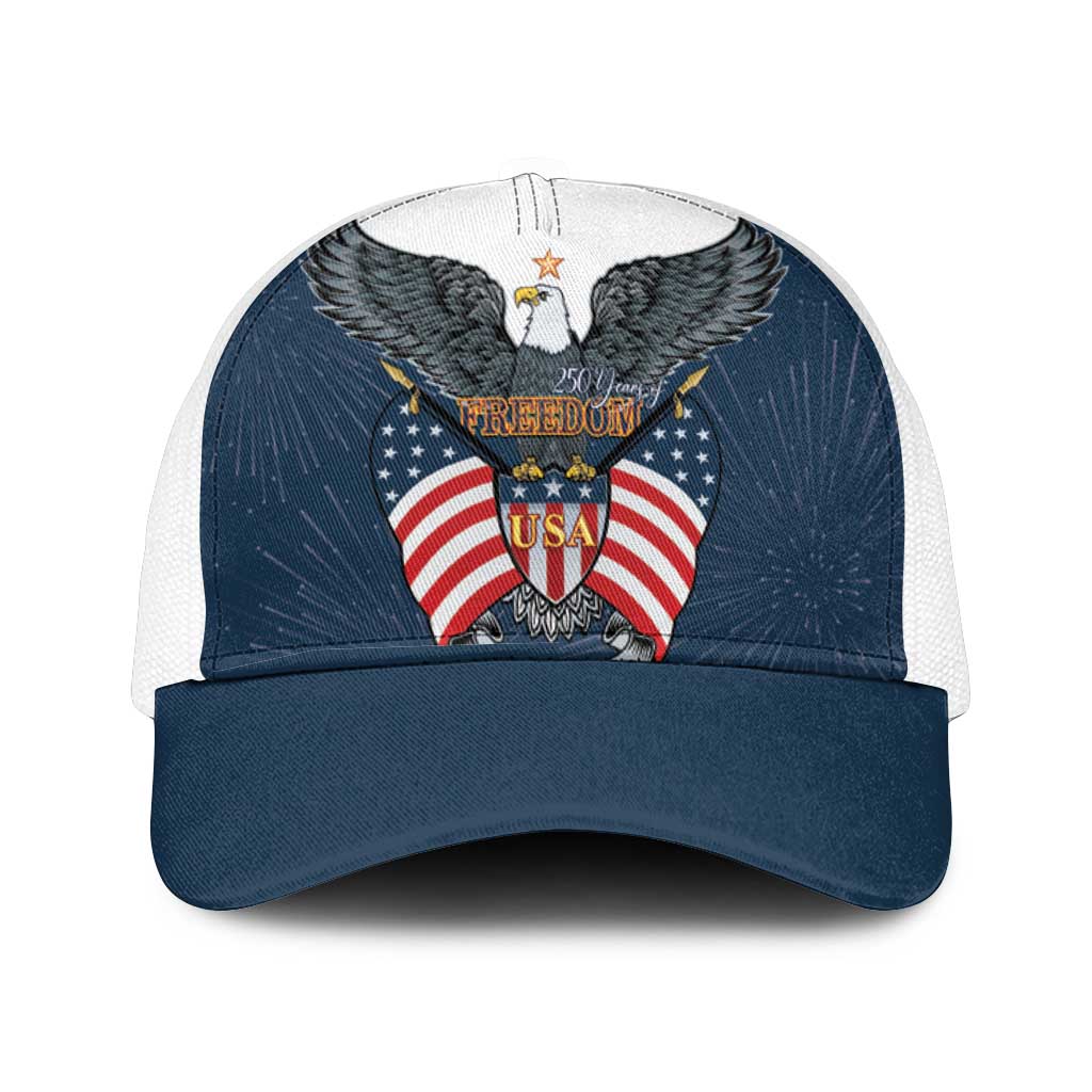 United States 4th Of July Mesh Trucker Cap 250 Years Of Freedom USA Power Eagle - Wonder Print Shop