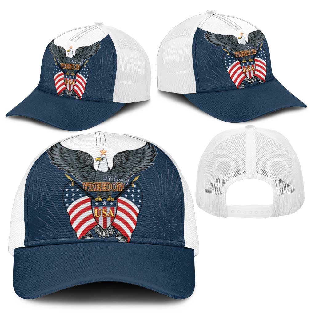 United States 4th Of July Mesh Trucker Cap 250 Years Of Freedom USA Power Eagle - Wonder Print Shop