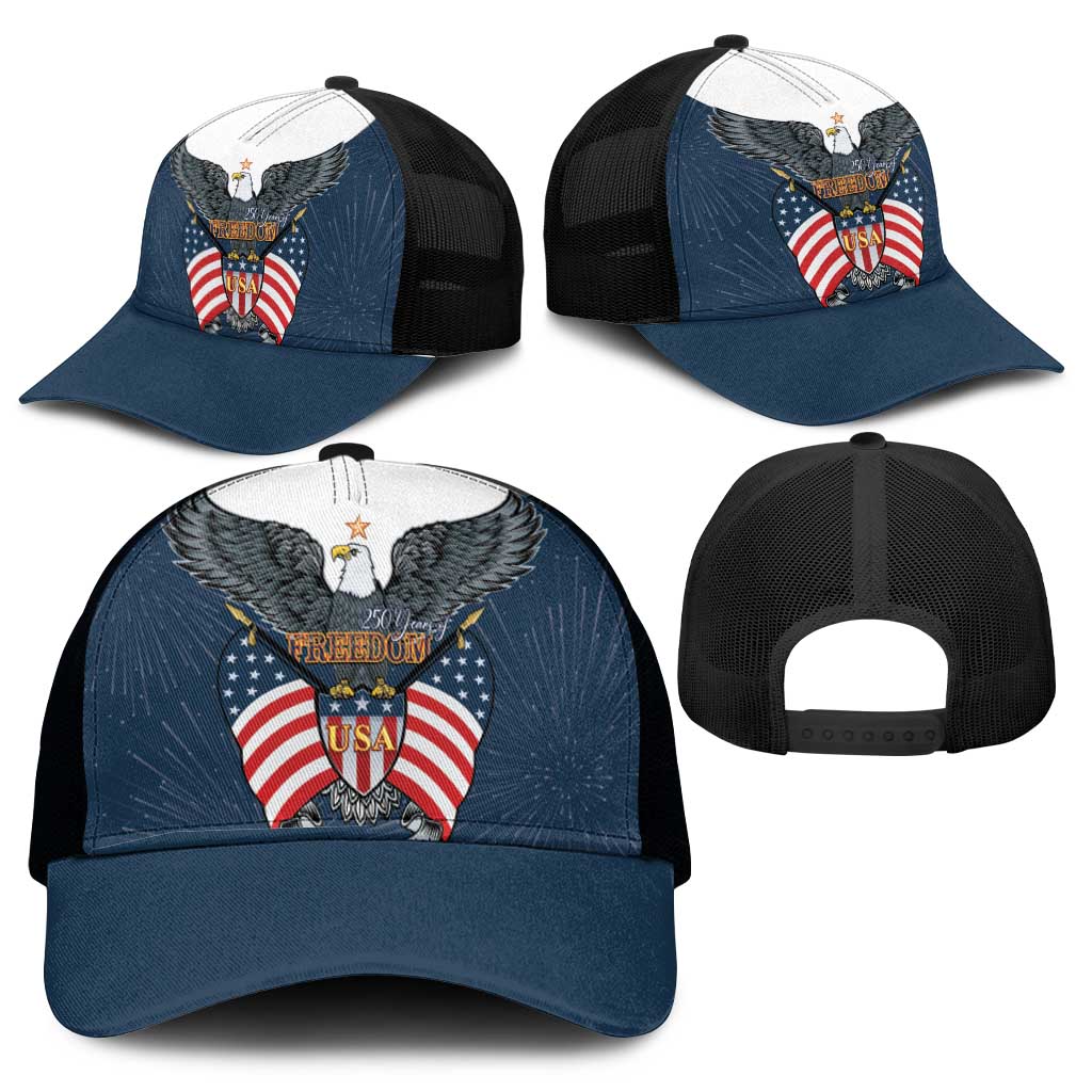 United States 4th Of July Mesh Trucker Cap 250 Years Of Freedom USA Power Eagle - Wonder Print Shop
