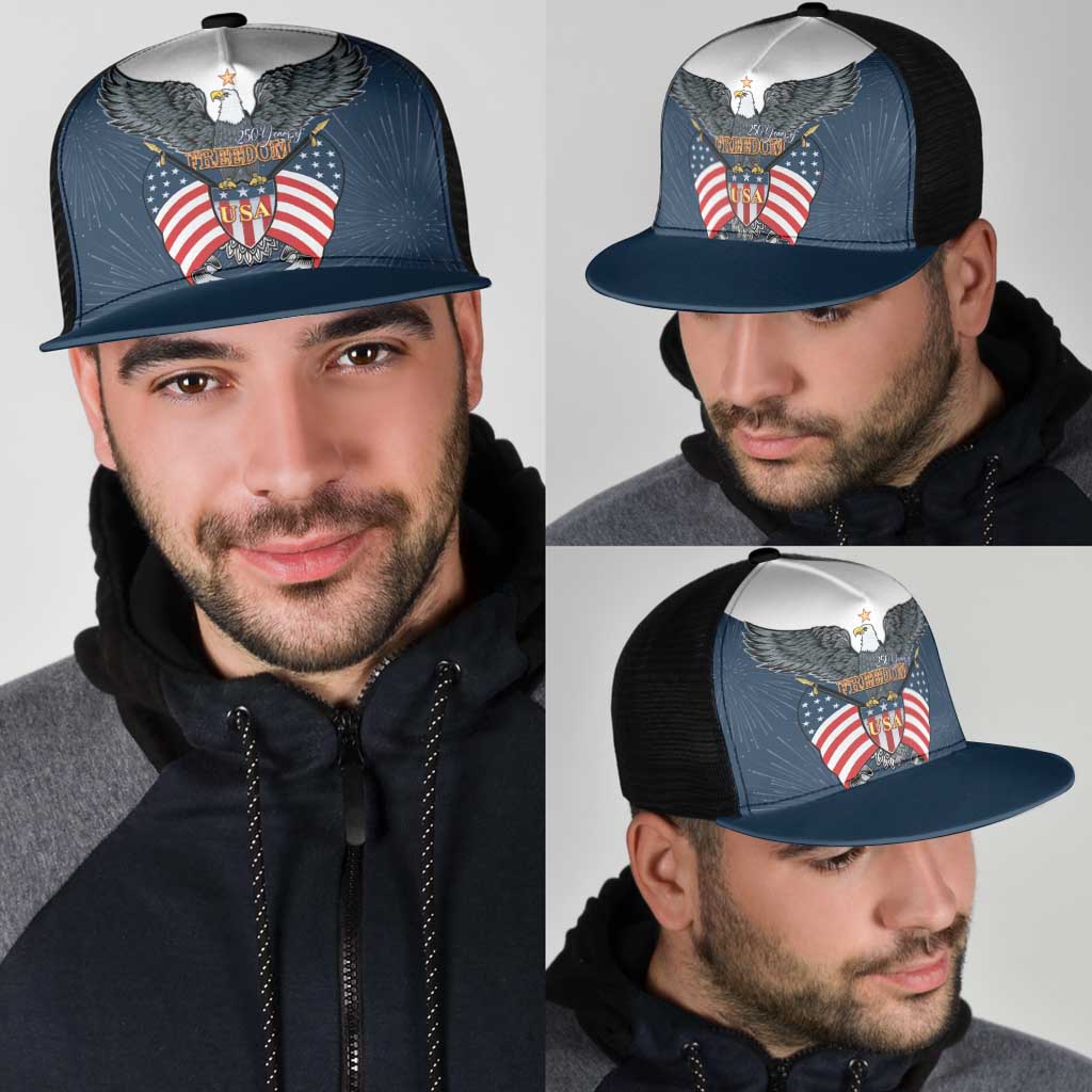United States 4th Of July Mesh Trucker Cap 250 Years Of Freedom USA Power Eagle - Wonder Print Shop