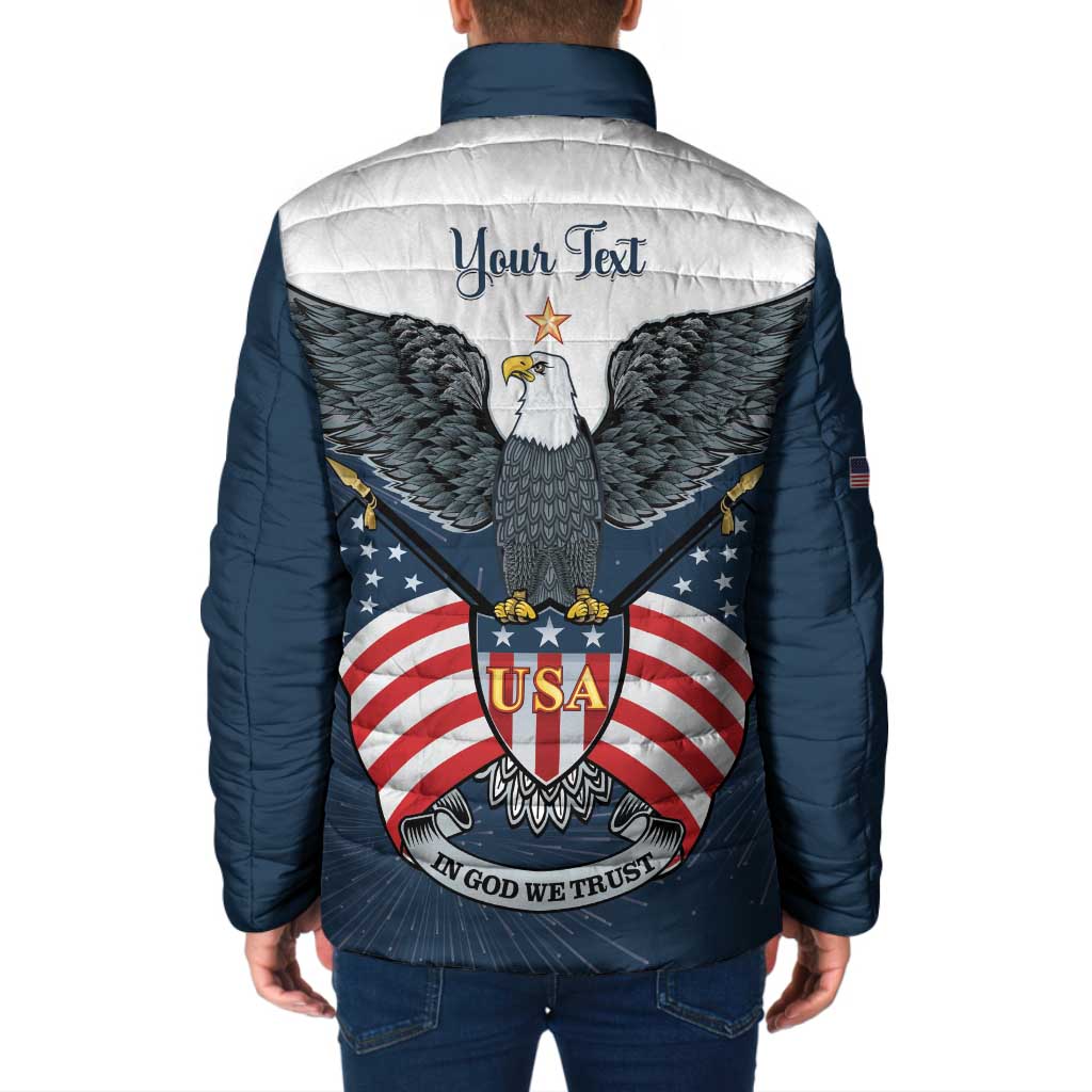 Personalized United States 4th Of July Padded Jacket 250 Years Of Freedom USA Power Eagle - Wonder Print Shop