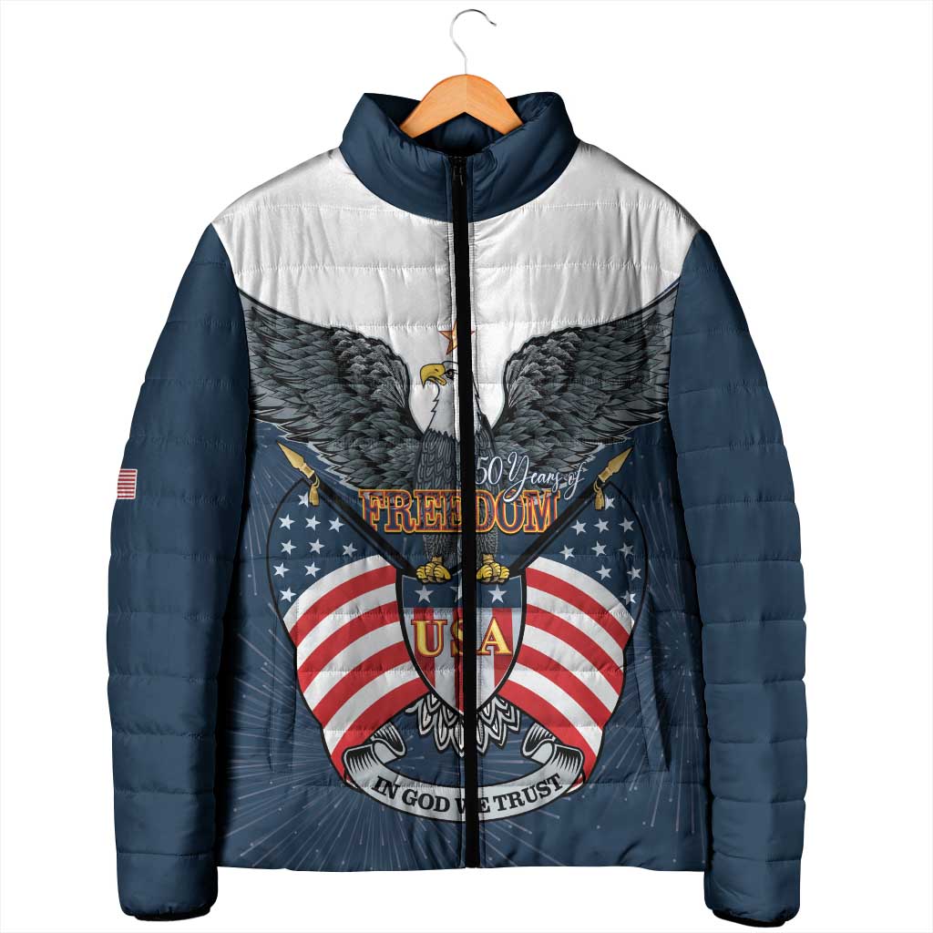 Personalized United States 4th Of July Padded Jacket 250 Years Of Freedom USA Power Eagle - Wonder Print Shop