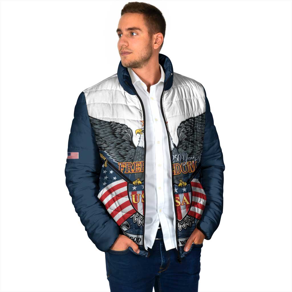 Personalized United States 4th Of July Padded Jacket 250 Years Of Freedom USA Power Eagle - Wonder Print Shop